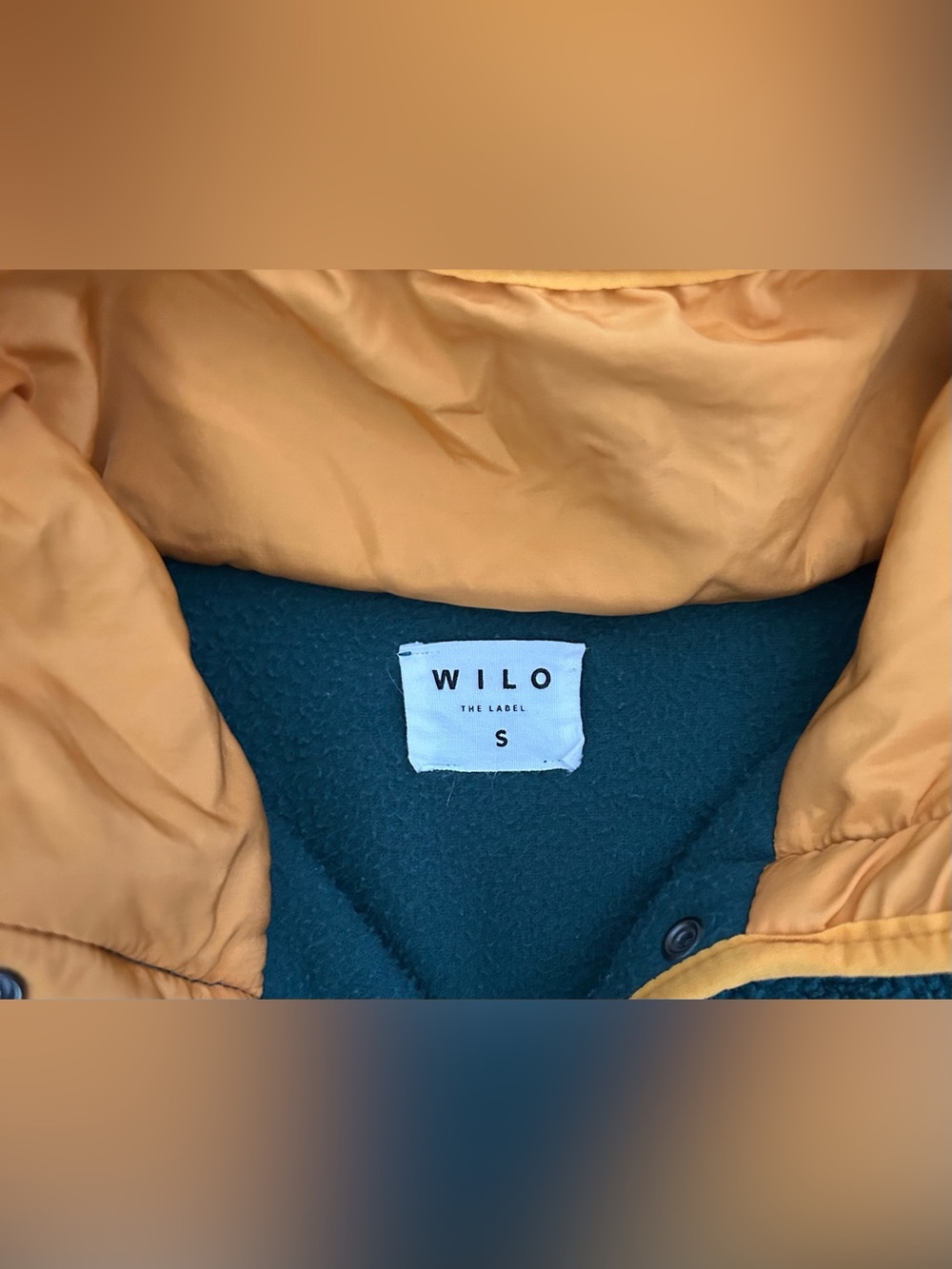 Wilo The Label Women’s Green Sherpa Fleece Snap Pullover Mustard Accent Size S - Picture 3 of 5